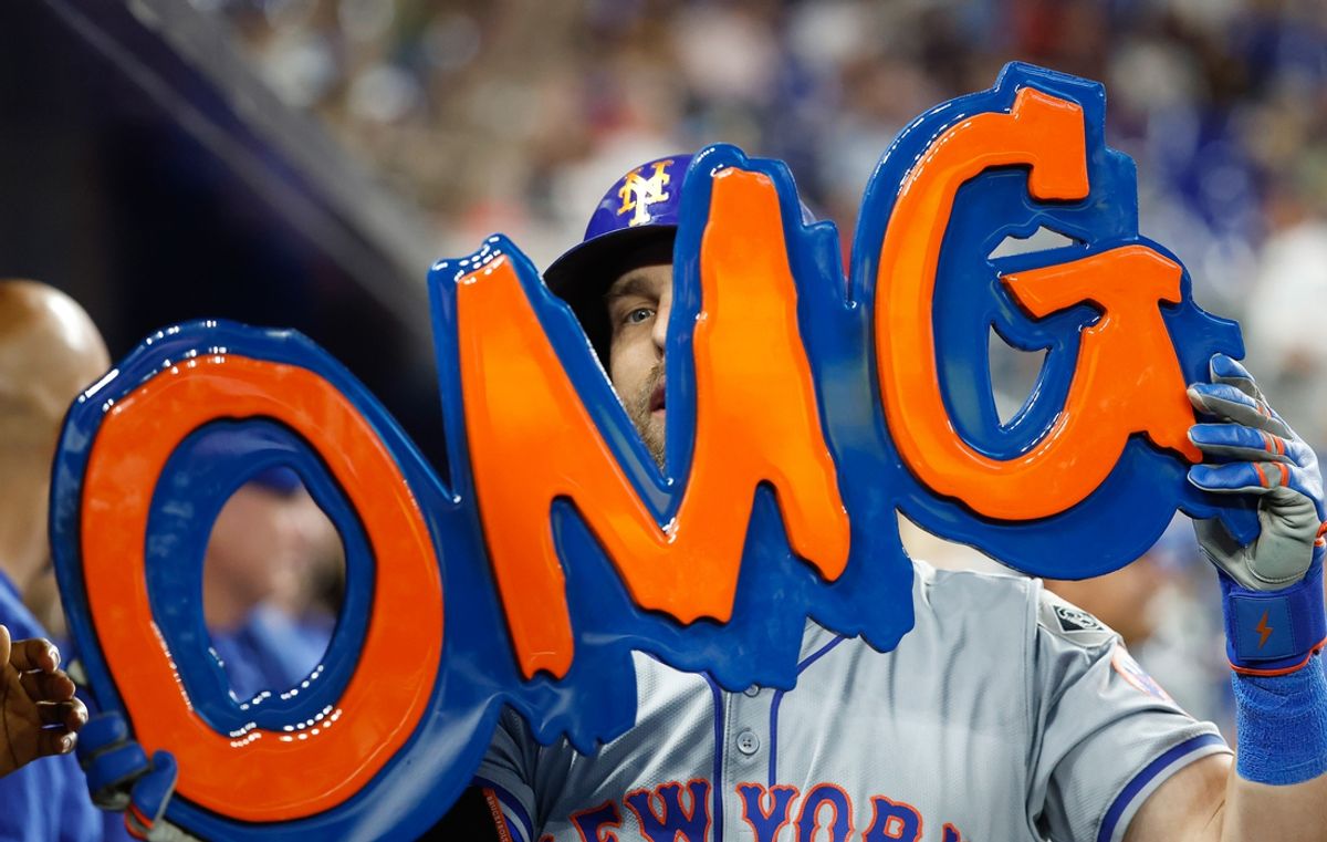 Jul 22, 2024; Miami, Florida, USA;  New York Mets second baseman Jeff McNeil (1) celebrates his home run against  the Miami Marlins in the second inning at loanDepot Park. Mandatory Credit: Rhona Wise-USA TODAY Sports