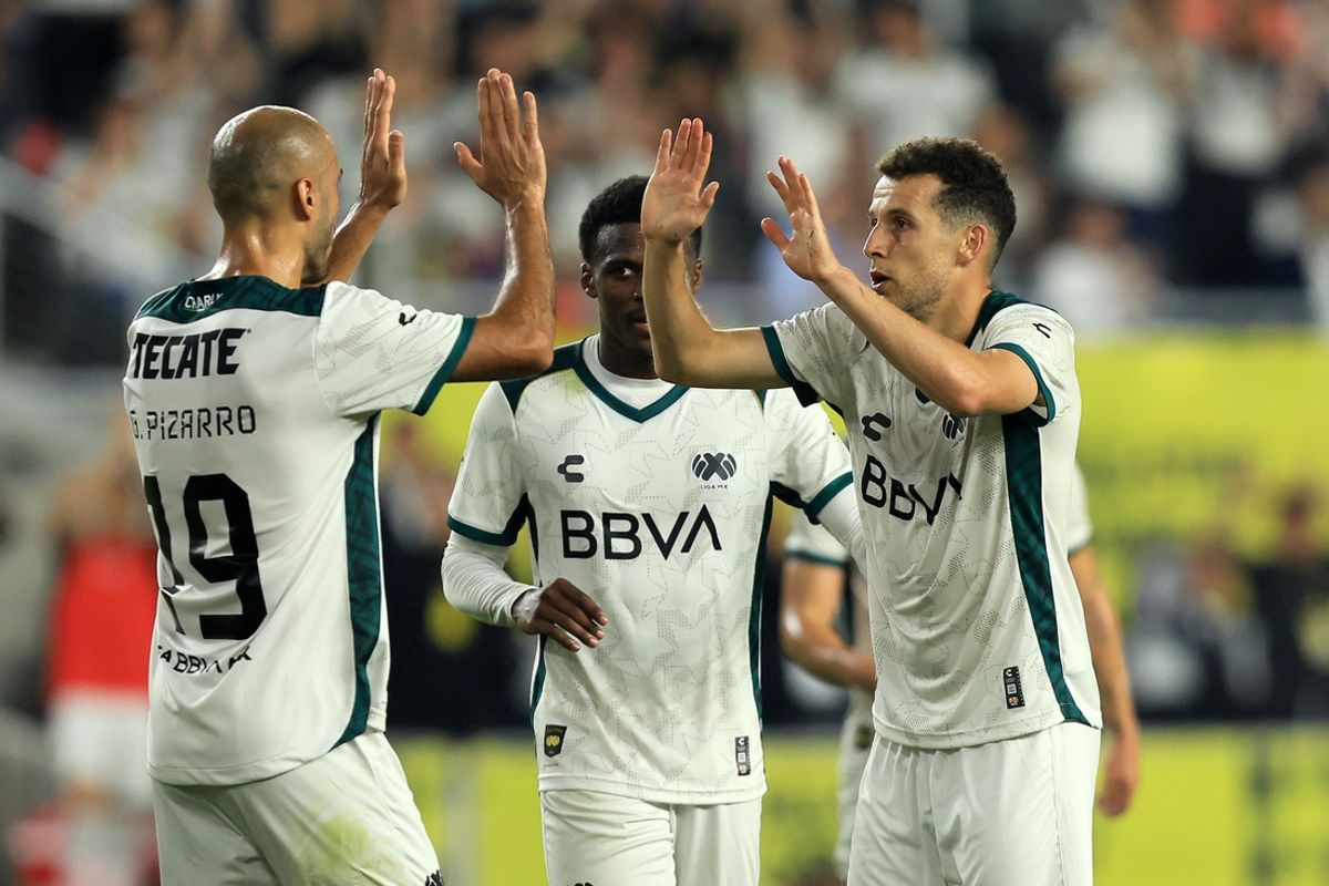 Jul 24, 2024; Columbus, Ohio, USA; Liga MX forward Oussama Idrissi of CF Pachuca (15) reacts after scoring a goal during the 2024 MLS All-Star Game at Lower.com Field. Mandatory Credit: Katie Stratman-USA TODAY Sports
