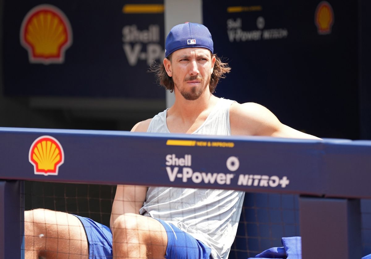 Jul 27, 2024; Toronto, Ontario, CAN; Texas Rangers starting pitcher Michael Lorenzen (23) watches batting practice before a game against the Toronto Blue Jays at Rogers Centre. Mandatory Credit: Nick Turchiaro-USA TODAY Sports