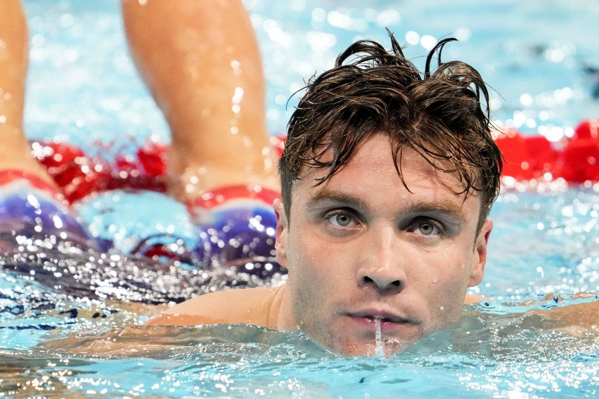 Bobby Finke (USA) in the men’s 800-meter freestyle during the Paris 2024 Olympic Summer Games at Paris La Défense Arena. Mandatory Credit: Rob Schumacher-USA TODAY Sports
