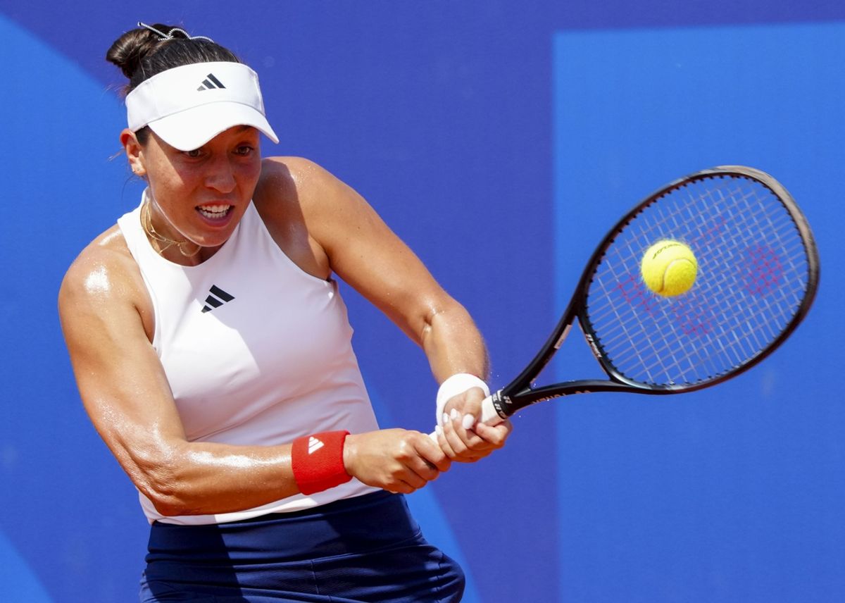 Jul 31, 2024; Paris, France; Jessica Pegula (USA) during the Paris 2024 Olympic Summer Games at Stade Roland Garros. Mandatory Credit: Kirby Lee-Imagn Images