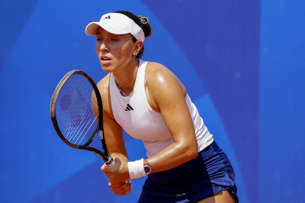 Jul 31, 2024; Paris, France; Jessica Pegula (USA) during the Paris 2024 Olympic Summer Games at Stade Roland Garros. Mandatory Credit: Kirby Lee-Imagn Images