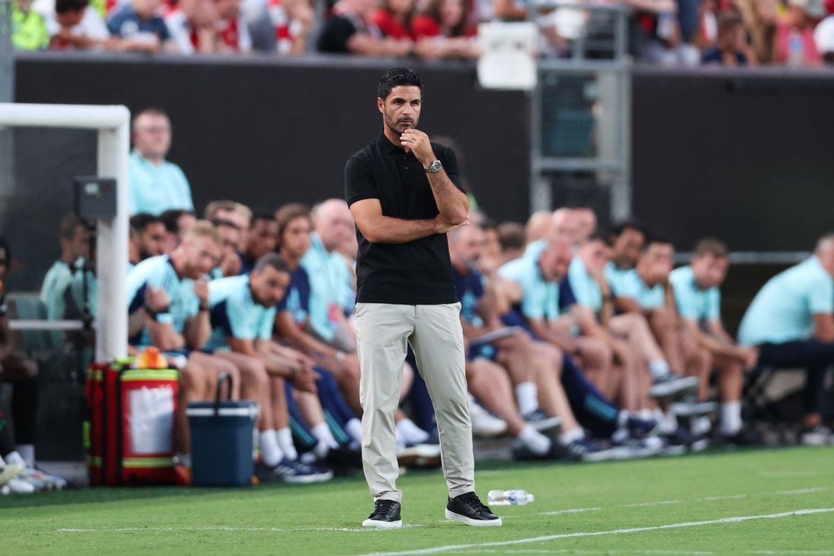 Jul 31, 2024; Philadelphia, PA, USA; Arsenal manager Mikel Arteta in a game against Liverpool at Lincoln Financial Field. Mandatory Credit: Bill Streicher-Imagn Images