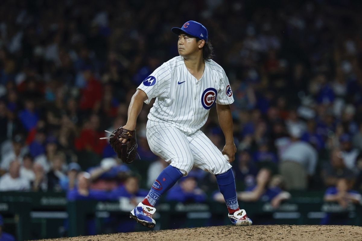 Aug 1, 2024; Chicago, Illinois, USA; Chicago Cubs starting pitcher Shota Imanaga (18) delivers a pitch against the St. Louis Cardinals during the seventh inning at Wrigley Field. Mandatory Credit: Kamil Krzaczynski-USA TODAY Sports