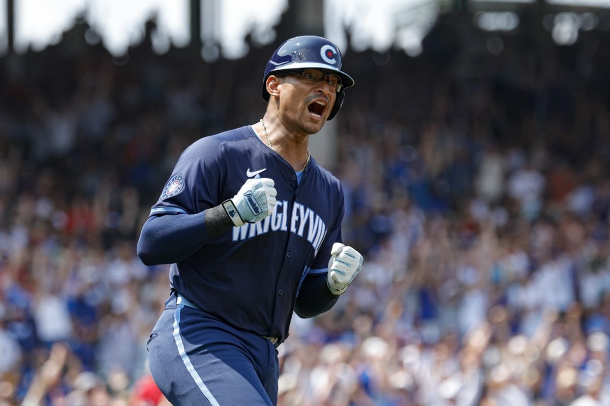 Aug 2, 2024; Chicago, Illinois, USA; Chicago Cubs catcher Christian Bethancourt (60) runs the bases after hitting a three run home run against the St. Louis Cardinals during the second inning at Wrigley Field. Mandatory Credit: Kamil Krzaczynski-USA TODAY Sports