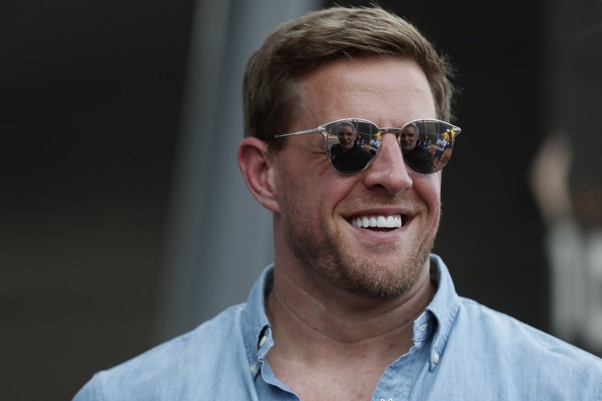Aug 3, 2024; Canton, OH, USA;  Houston Texans former  defensive end J.J. Watt in attendance at the Class of 2024 Pro Football Hall of Fame enshrinement ceremony at Tom Benson Hall of Fame Stadium. Mandatory Credit: Charles LeClaire-Imagn Images