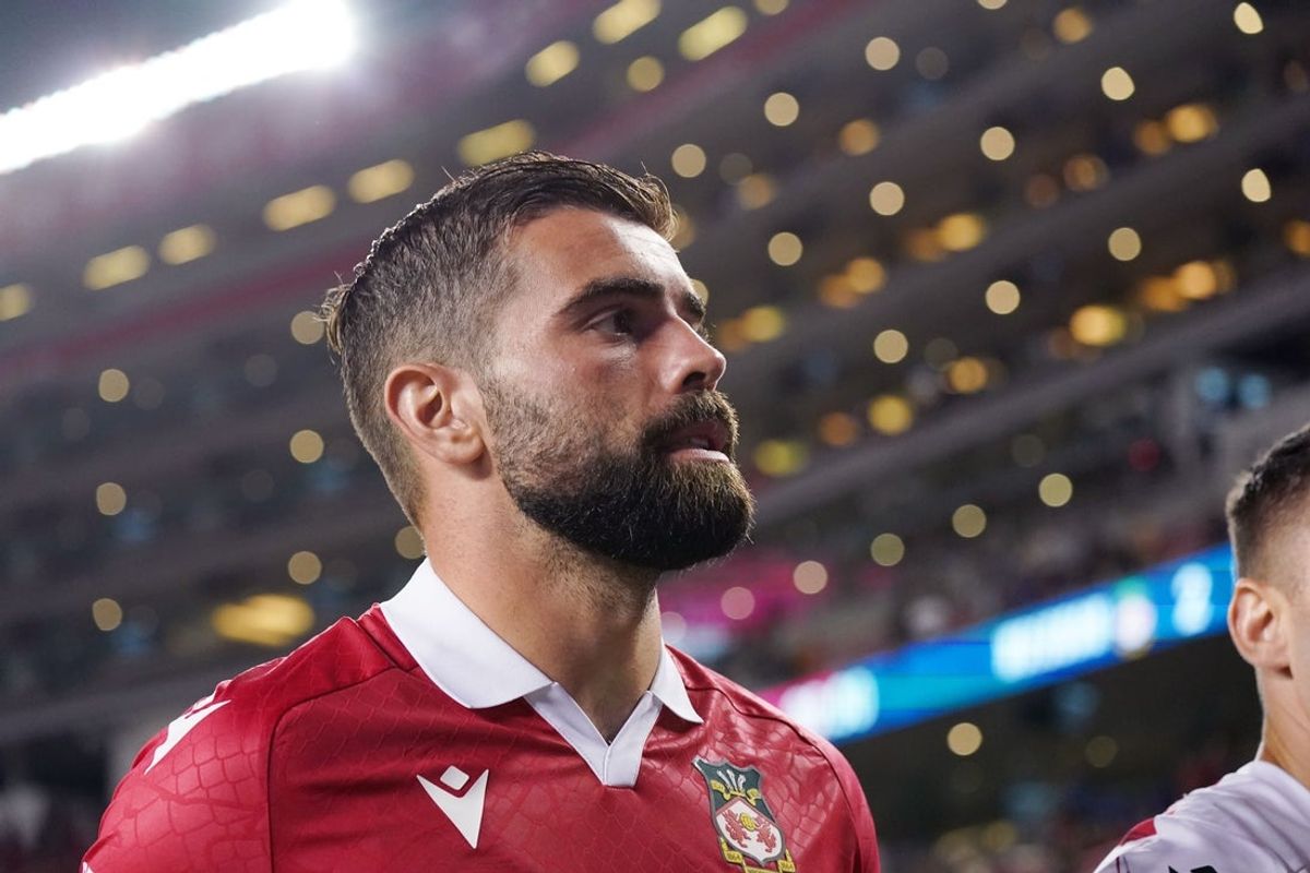 Jul 24, 2024; Santa Clara, CA, USA; Wrexham midfielder Elliot Lee (38) walks off the field after the match against Chelsea at Levi's Stadium. Mandatory Credit: David Gonzales-Imagn Images