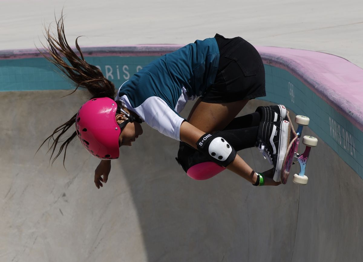 Aug 6, 2024; Paris, France; Arisa Trew (AUS) in the women's park prelims during the Paris 2024 Olympic Summer Games at La Concorde 4. Mandatory Credit: Yukihito Taguchi-USA TODAY Sports