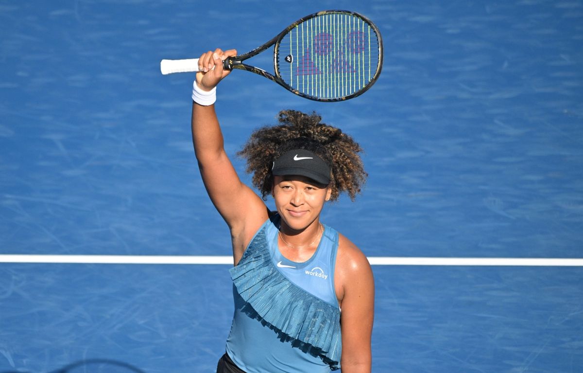 Aug 7, 2024; Toronto, Ontario, Canada;  Naomi Osaka (JPN) waves to fans after defeating Ons Jabeur (TUN, not shown) in second round play at Sobeys Stadium. Mandatory Credit: Dan Hamilton-USA TODAY Sports