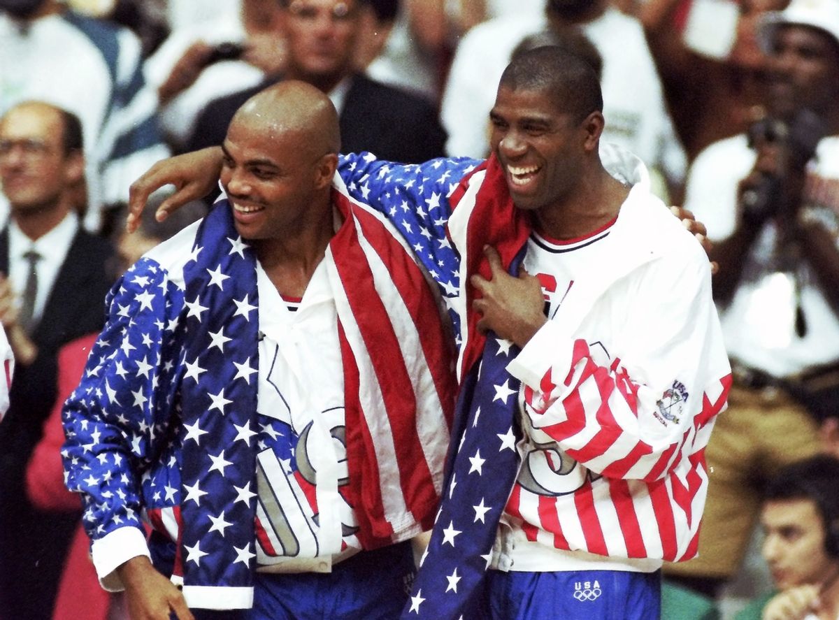 USA defeated Croatia 117-85 in the gold medal game of the Barcelona Summer Olympics August 8, 1992. This was the original Dream Team, and was the first American Olympic team to feature active professional players from the NBA. The starting five consisted of Patrick Ewing, Larry Bird, Michael Jordan, Magic Johnson and Scottie Pippen. The team has been described as one of the greatest sports team ever assembled.