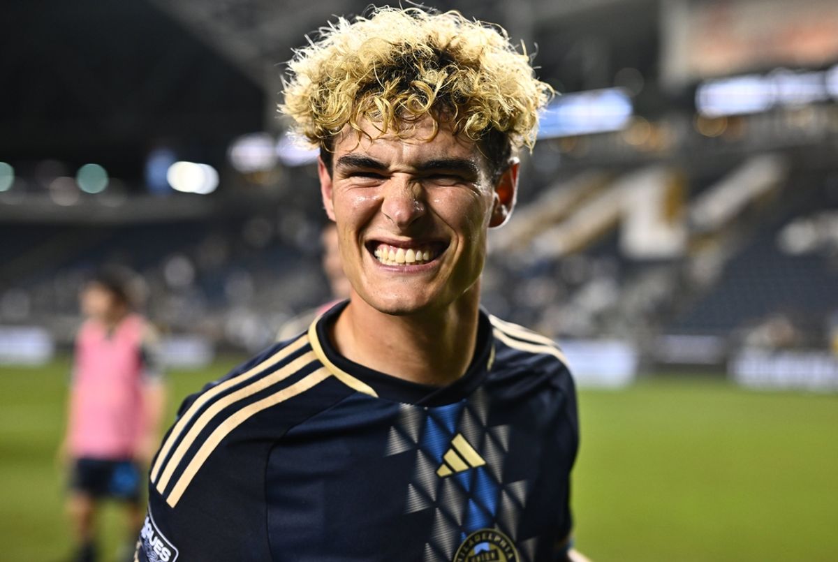 Aug 9, 2024; Philadelphia, Pennsylvania, USA; Philadelphia Union midfielder Jeremy Rafanello (14) reacts after the game against CF Montreal at Subaru Park. Mandatory Credit: Kyle Ross-Imagn Images