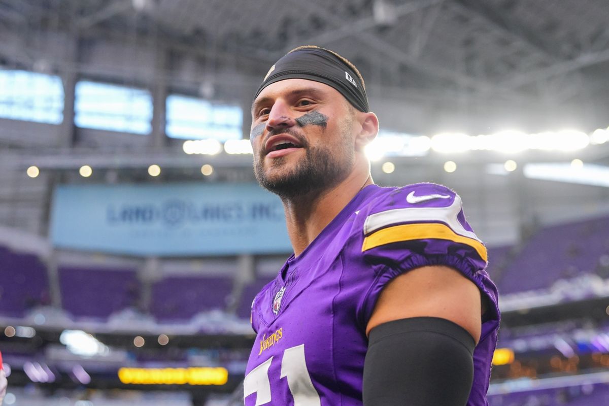 Aug 10, 2024; Minneapolis, Minnesota, USA; Minnesota Vikings linebacker Blake Cashman (51) after the game against the Las Vegas Raiders at U.S. Bank Stadium. Mandatory Credit: Brad Rempel-Imagn Images