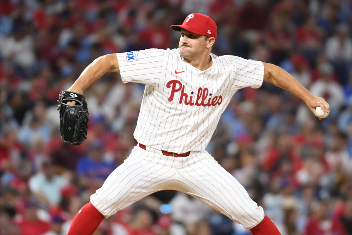 Aug 13, 2024; Philadelphia, Pennsylvania, USA; Philadelphia Phillies pitcher Tanner Banks (58) throws a pitch during the seventh inning against the Miami Marlins at Citizens Bank Park. Mandatory Credit: Eric Hartline-Imagn Images