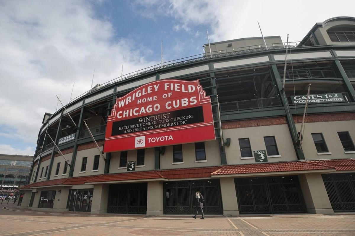 Mar 24, 2021; Chicago, Illinois, USA; A general view of the exterior of Wrigley Field.