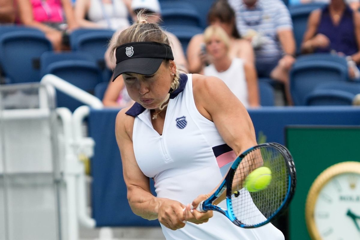 Kazakhstan's Yulia Putintseva swings back during her match against USA's Coco Gauff. Putintseva won the match.
