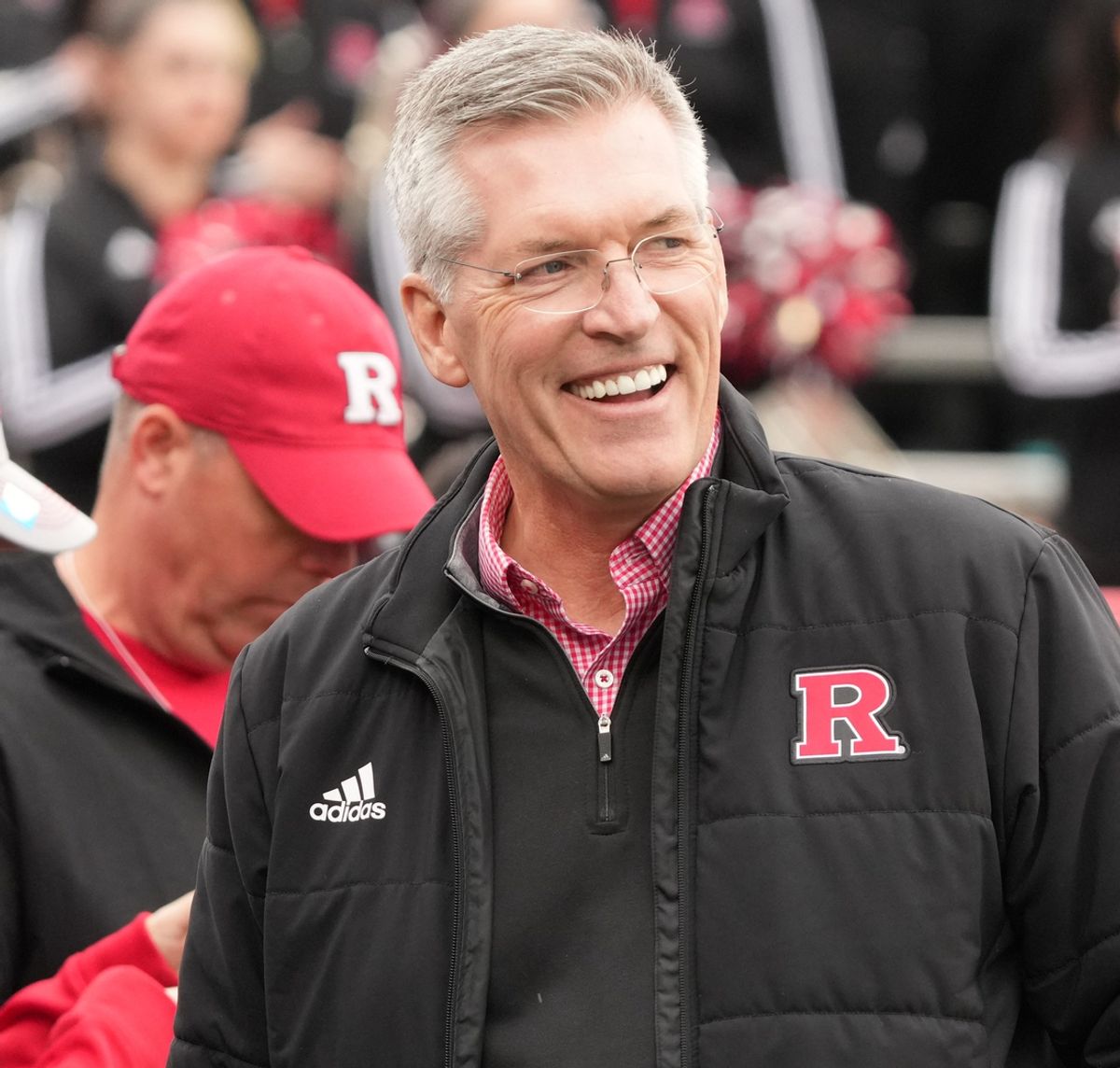 Piscataway, NJ -- April 27, 2024 -- Rutgers athletic director Pat Hobbs on the sidelines during Rutgers annual spring football game at SHI Stadium.