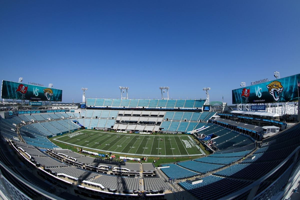 Aug 17, 2024; Jacksonville, Florida, USA; a general view of the stadium before a preseason game between the Jacksonville Jaguars and Tampa Bay Buccaneers at EverBank Stadium. Mandatory Credit: Nathan Ray Seebeck-Imagn Images