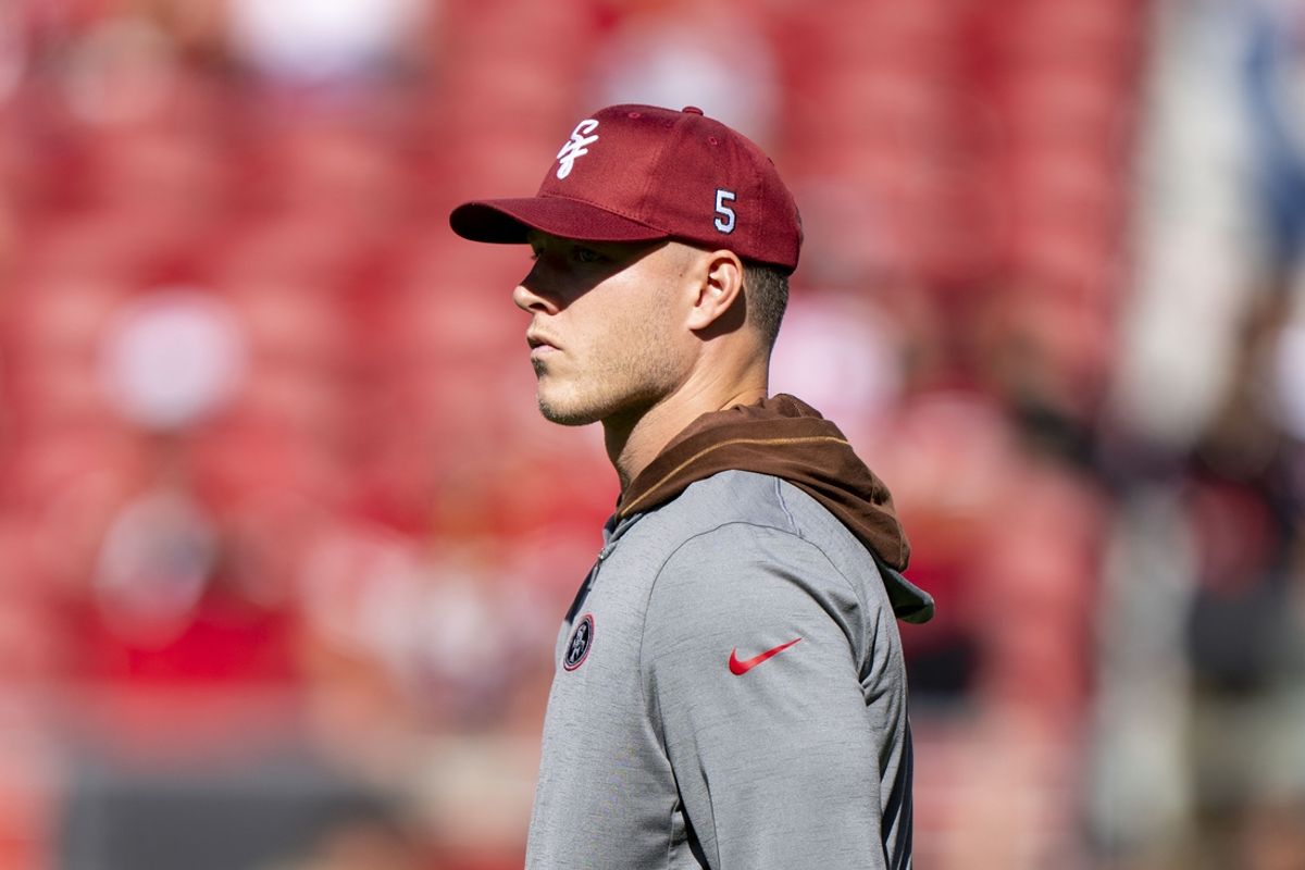 August 18, 2024; Santa Clara, California, USA; San Francisco 49ers running back Christian McCaffrey (23) watches warm ups before the game against the New Orleans Saints at Levi's Stadium. Mandatory Credit: Kyle Terada-Imagn Images