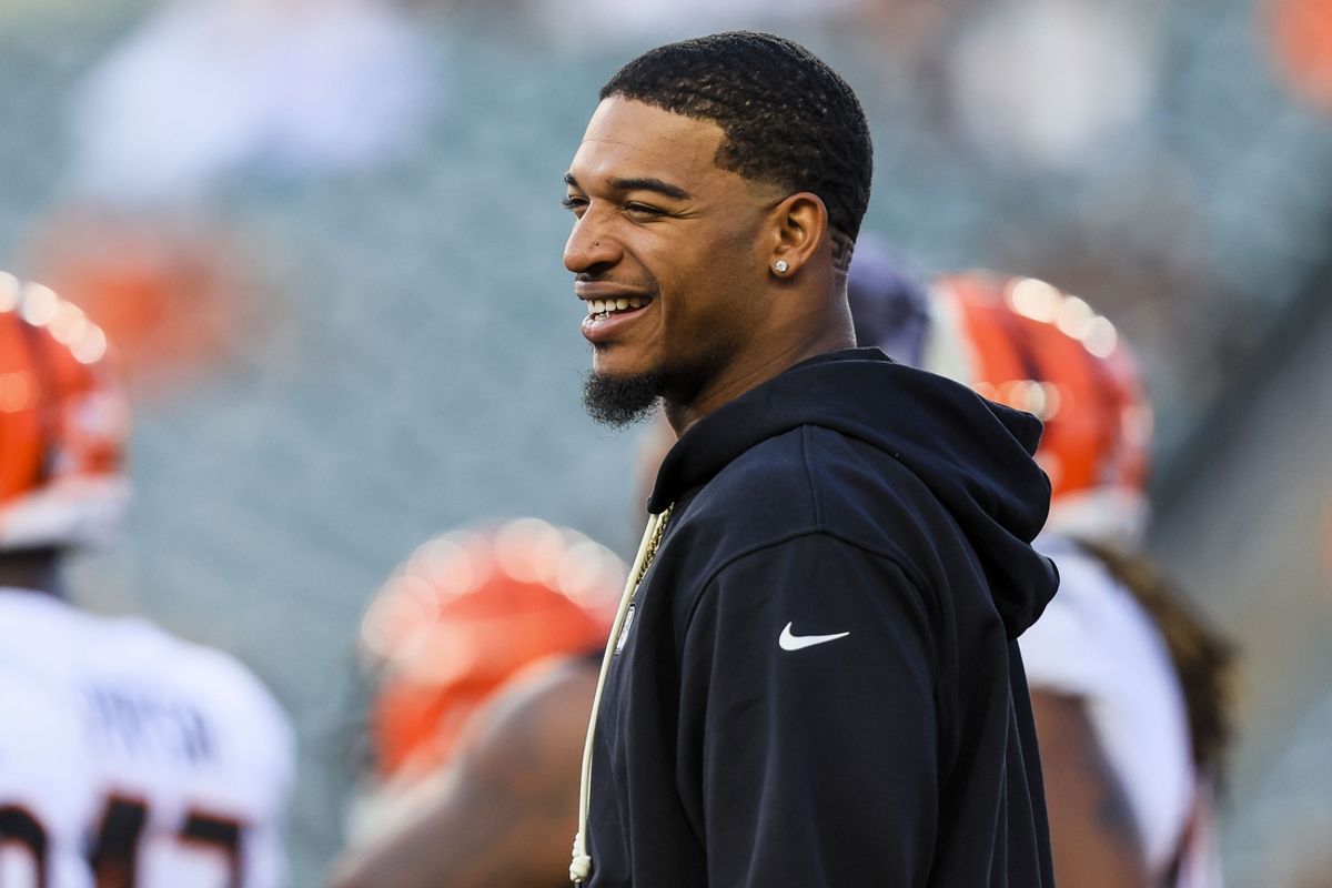 Aug 22, 2024; Cincinnati, Ohio, USA; Cincinnati Bengals wide receiver Ja'Marr Chase (1) stands on the field during warmups before the game against the Indianapolis Colts at Paycor Stadium. Mandatory Credit: Katie Stratman-USA TODAY Sports