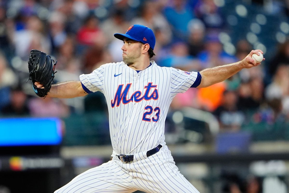 Aug 19, 2024; New York City, New York, USA; New York Mets pitcher David Peterson (23) delivers a pitch against the Baltimore Orioles during the first inning at Citi Field. Mandatory Credit: Gregory Fisher-USA TODAY Sports