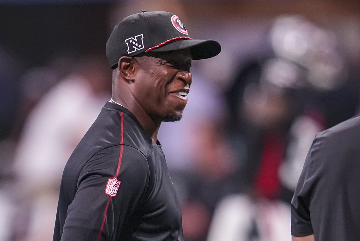 Atlanta Falcons head coach Raheem Morris shown on the field before the game against the Jacksonville Jaguars at Mercedes-Benz Stadium. Mandatory Credit: Dale Zanine-Imagn Images
