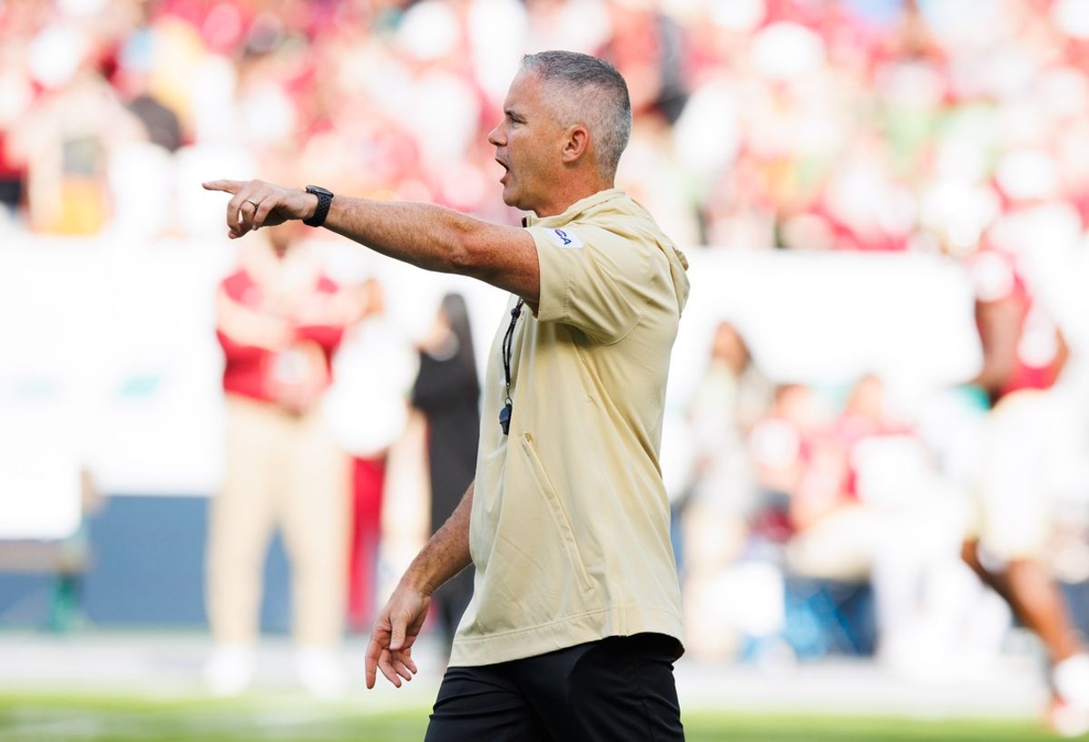 Aug 24, 2024; Dublin, IRL; Florida State University head coach Mike Norvell before the game against Georgia Tech at Aviva Stadium. Mandatory Credit: Tom Maher/INPHO via USA TODAY Sports