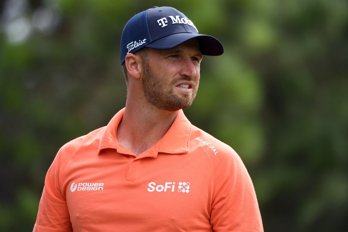 Aug 24, 2024; Castle Rock, Colorado, USA; Wyndham Clark watches his tee shot on the third hole during the third round of the BMW Championship golf tournament at Castle Pines Golf Club. Mandatory Credit: Christopher Hanewinckel-Imagn Images