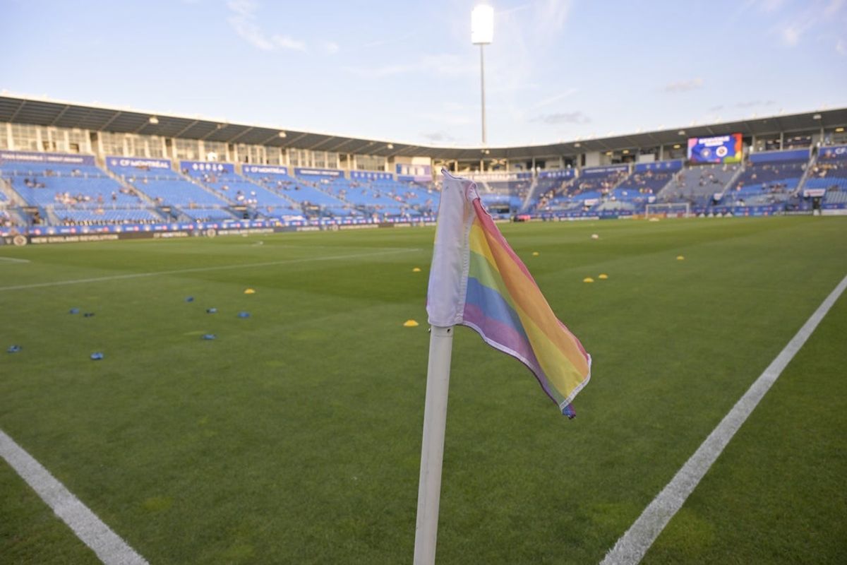 Aug 24, 2024; Montreal, Quebec, CAN; A corner flag is seen prior to a match between New England Revolution and CF Montreal at Stade Saputo. Mandatory Credit: Eric Bolte-Imagn Images