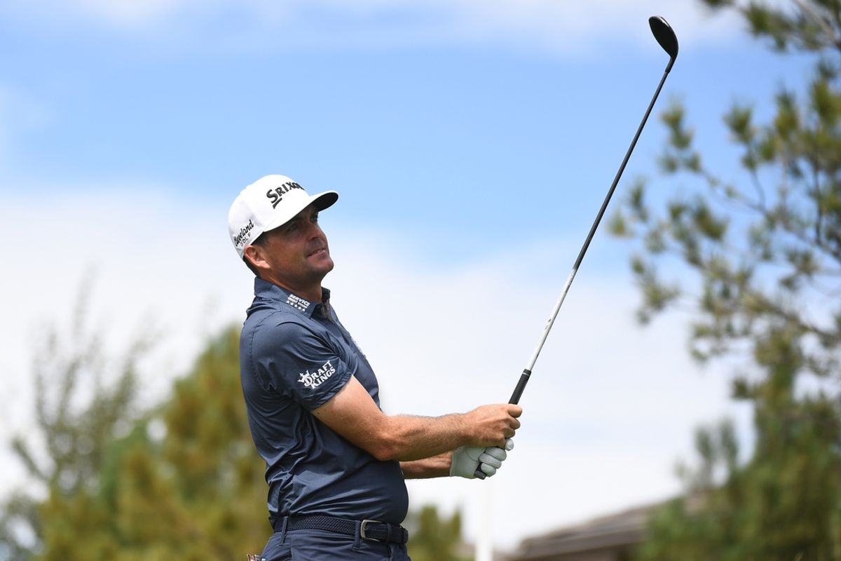 Aug 25, 2024; Castle Rock, Colorado, USA; Keegan Bradley hits his tee shot on the fifth hole during the final round of the BMW Championship golf tournament at Castle Pines Golf Club. Mandatory Credit: Christopher Hanewinckel-USA TODAY Sports