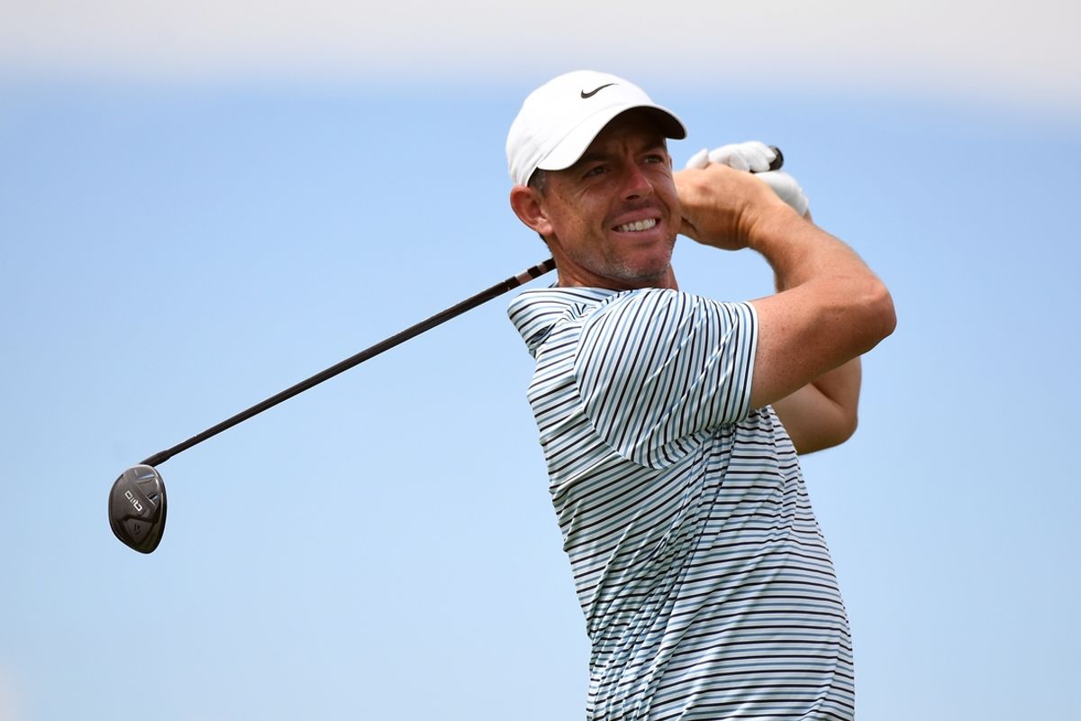 Aug 25, 2024; Castle Rock, Colorado, USA; Rory McIlroy hits his tee shot on the sixth hole during the final round of the BMW Championship golf tournament at Castle Pines Golf Club. Mandatory Credit: Christopher Hanewinckel-Imagn Images