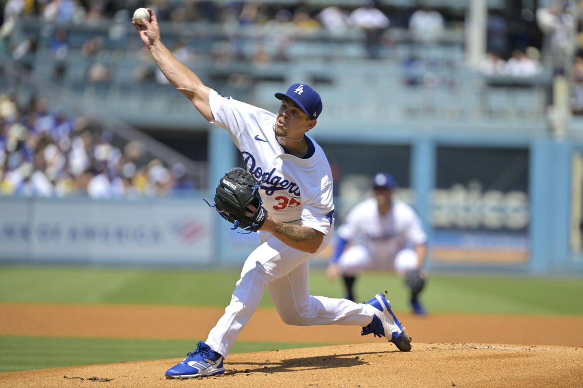 Aug 25, 2024; Los Angeles, California, USA;  Los Angeles Dodgers starting pitcher Gavin Stone (35) delivers in the first inning against the Tampa Bay Rays at Dodger Stadium. Mandatory Credit: Jayne Kamin-Oncea-Imagn Images