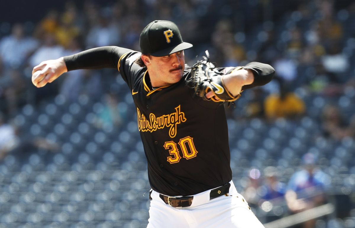 Aug 28, 2024; Pittsburgh, Pennsylvania, USA;  Pittsburgh Pirates starting pitcher Paul Skenes (30) pitches against the Chicago Cubs during the fourth inning at PNC Park. Mandatory Credit: Charles LeClaire-Imagn Images