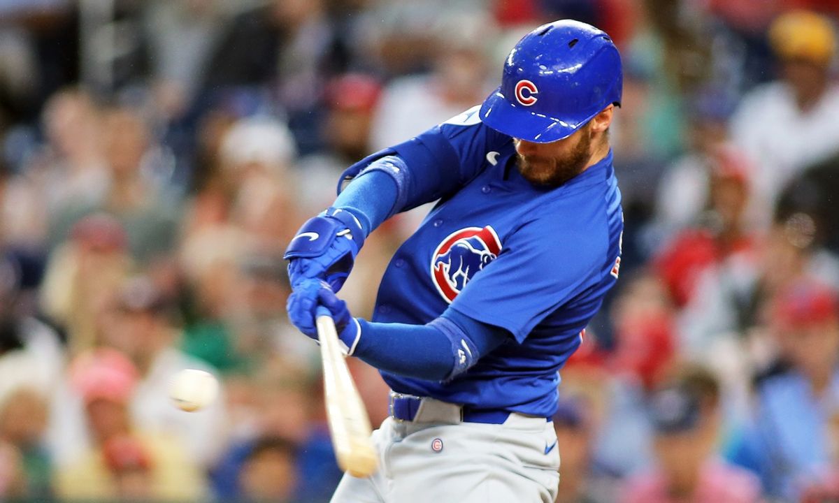Aug 30, 2024; Washington, District of Columbia, USA; Chicago Cubs right fielder Cody Bellinger (24) hits a two-run home run during the second inning against the Washington Nationals at Nationals Park. Mandatory Credit: Daniel Kucin Jr.-Imagn Images