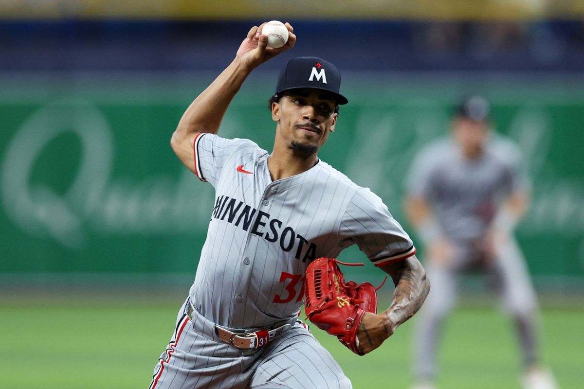 Sep 2, 2024; St. Petersburg, Florida, USA; Minnesota Twins pitcher Ronny Henriquez (31) throws a pitch against the Tampa Bay Rays in the sixth inning at Tropicana Field. Mandatory Credit: Nathan Ray Seebeck-Imagn Images