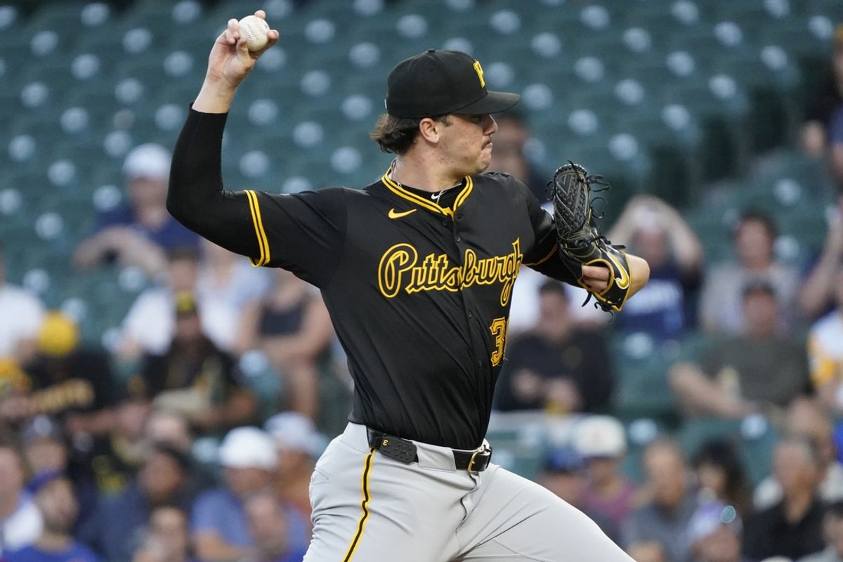 Sep 3, 2024; Chicago, Illinois, USA; Pittsburgh Pirates pitcher Paul Skenes (30) throws the ball against the Chicago Cubs during the first inning at Wrigley Field. Mandatory Credit: David Banks-Imagn Images