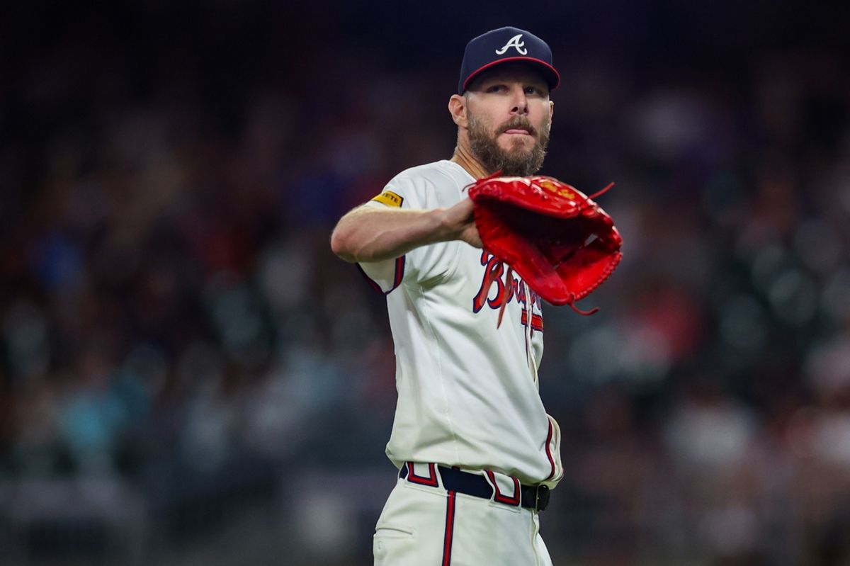 Sep 3, 2024; Atlanta, Georgia, USA; Atlanta Braves starting pitcher Chris Sale (51) in action against the Colorado Rockies in the seventh inning at Truist Park. Mandatory Credit: Brett Davis-Imagn Images