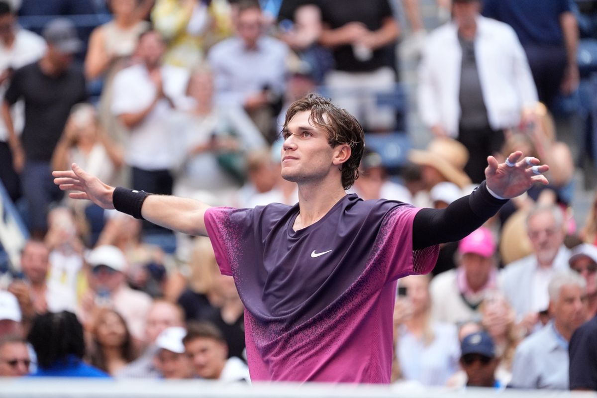Sept 4 2024; Flushing, NY, USA;    Jack Draper (GBR) after beating Alex de Minaur (AUS) on day ten of the 2024 U.S. Open tennis tournament at USTA Billie Jean King National Tennis Center. Mandatory Credit: Robert Deutsch-Imagn Images