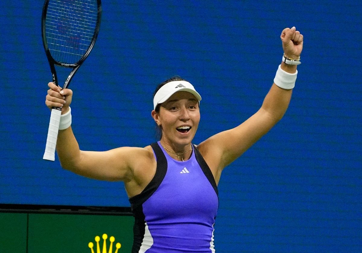 Sept 5 2024; Flushing, NY, USA; Jessica Pegula (USA) reacts after beating Karolina Muchova (CZE) on day eleven of the 2024 U.S. Open tennis tournament at USTA Billie Jean King National Tennis Center. Mandatory Credit: Robert Deutsch-Imagn Images