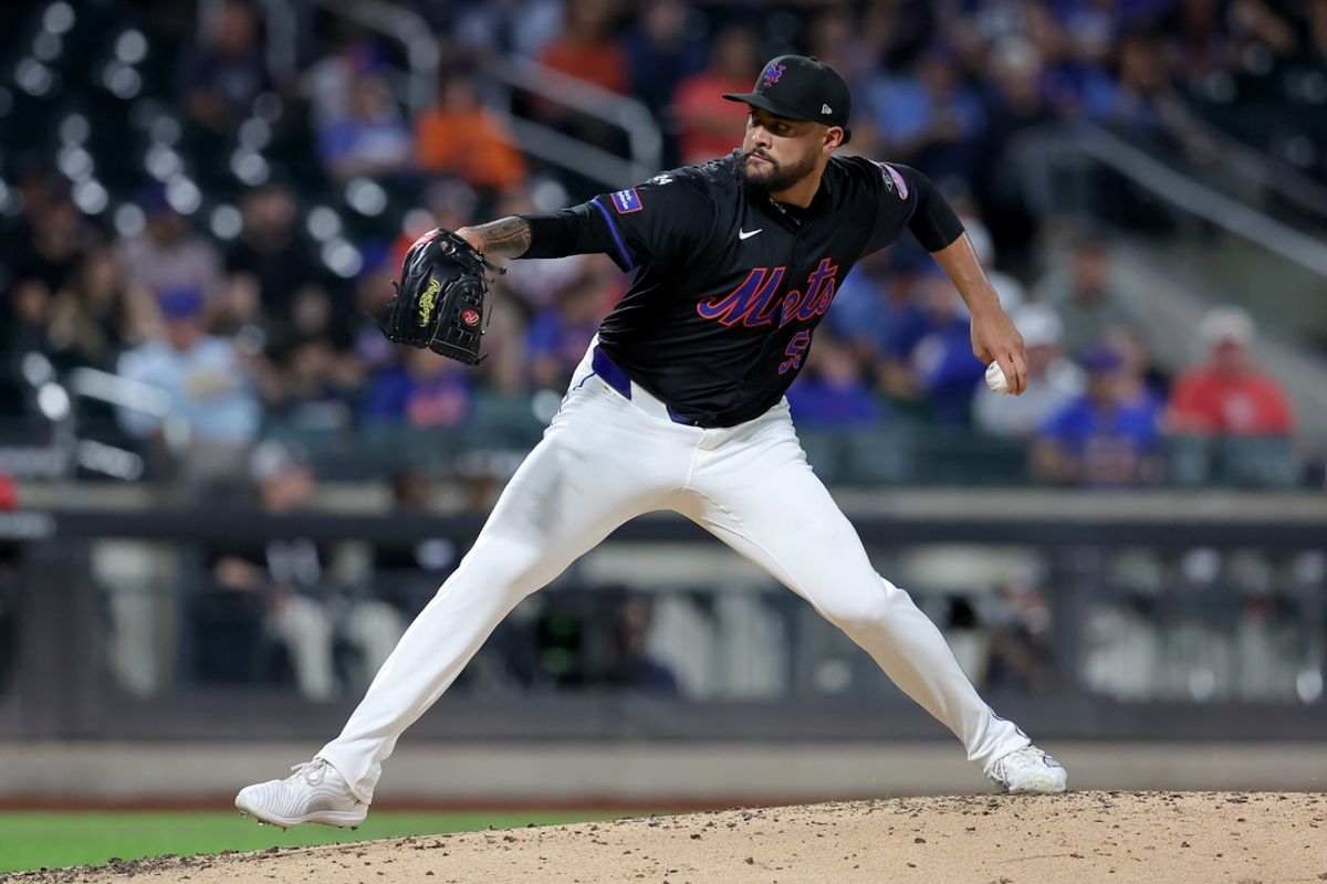 Sep 6, 2024; New York City, New York, USA; New York Mets starting pitcher Sean Manaea (59) pitches against the Cincinnati Reds during the third inning at Citi Field. Mandatory Credit: Brad Penner-Imagn Images