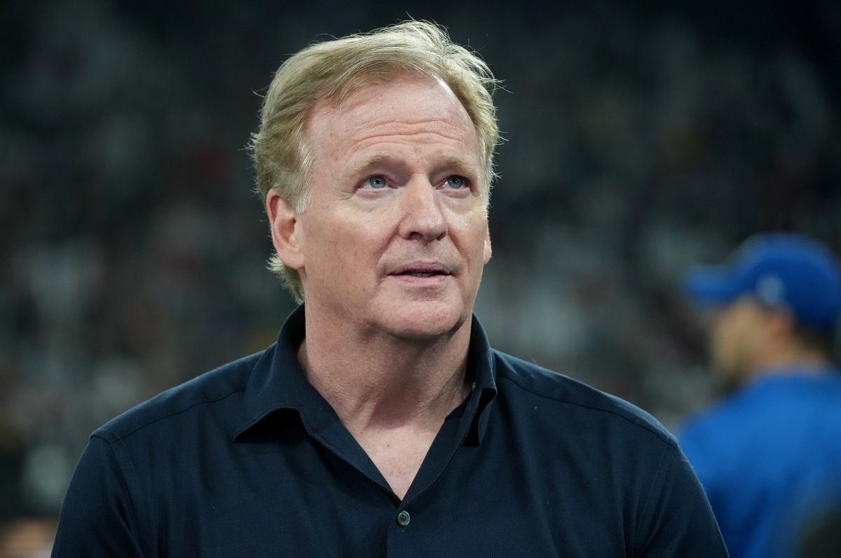 Sep 6, 2024; Sao Paulo, BRA; NFL commissioner Roger Goodell before a game in Brazil between the Green Bay Packers and Philadelphia Eagles at Neo Quimica Arena. Mandatory Credit: Kirby Lee-Imagn Images