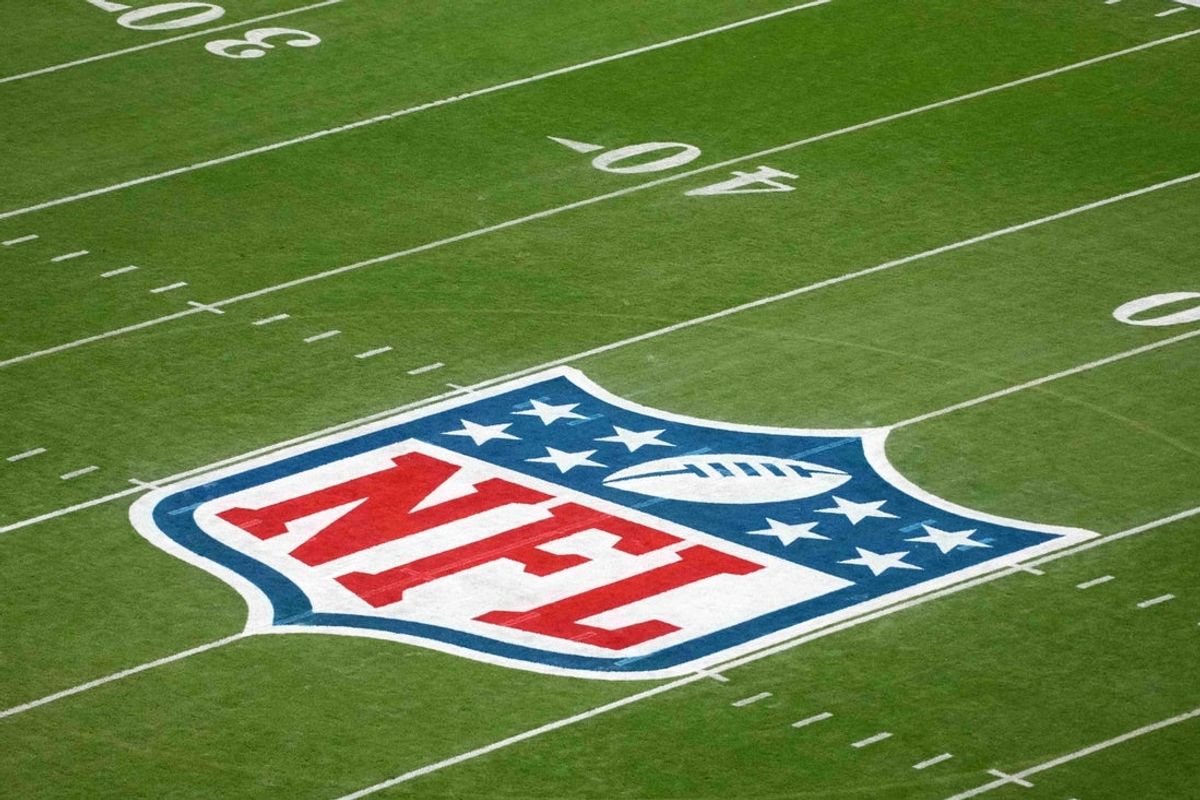 Sep 6, 2024; Sao Paulo, Brazil; The NFL shield logo at midfield at the 2024 NFL Sao Paolo Game at Neo Quimica Arena. Mandatory Credit: Kirby Lee-Imagn Images