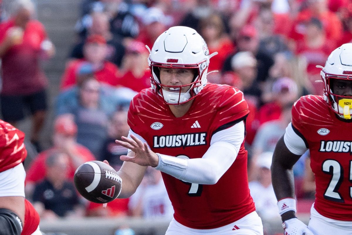 Louisville Cardinals quarterback Tyler Shough (9) receives the snap during their game against the Jacksonville State Gamecocks on Saturday, Sept. 7, 2024 at L&N Federal Credit Union Stadium in Louisville, Ky.