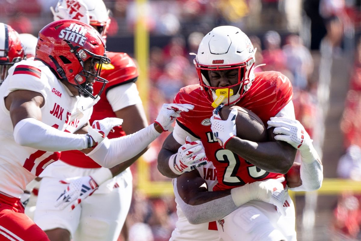 Louisville Cardinals running back Isaac Brown (25) runs down the field during their game against the Jacksonville State Gamecocks on Saturday, Sept. 7, 2024 at L&N Federal Credit Union Stadium in Louisville, Ky.