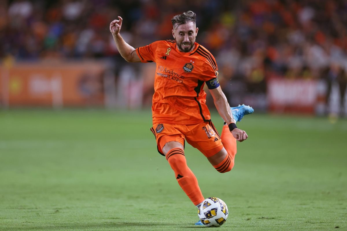 Sep 7, 2024; Houston, Texas, USA; Houston Dynamo FC midfielder Hector Herrera (16) controls the ball against LAFC in the first half at Shell Energy Stadium. Mandatory Credit: Troy Taormina-Imagn Images
