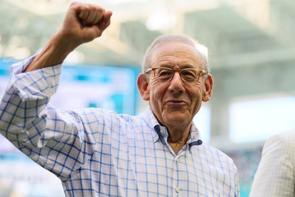 Sep 8, 2024; Miami Gardens, Florida, USA; Miami Dolphins owner Stephen Ross reacts after the game against the Jacksonville Jaguars at Hard Rock Stadium. Mandatory Credit: Sam Navarro-Imagn Images