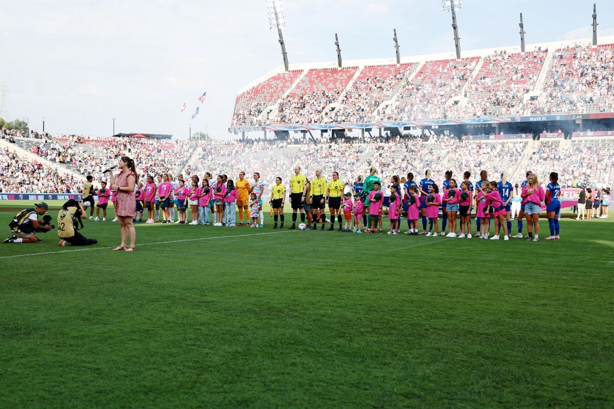 Sep 8, 2024; San Diego, California, USA; A general view during the national anthem before the game between the North Carolina Courage and San Diego Wave FC at Snapdragon Stadium. Mandatory Credit: Abe Arredondo-Imagn Images