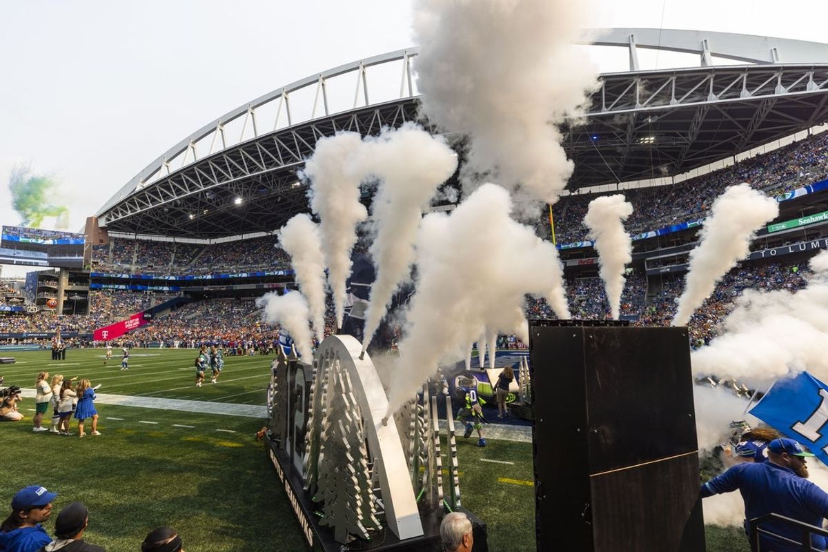 Sep 8, 2024; Seattle, Washington, USA; General view of Lumen Field during player introductions for the Seattle Seahawks before a game against the Denver Broncos. Mandatory Credit: Joe Nicholson-Imagn Images