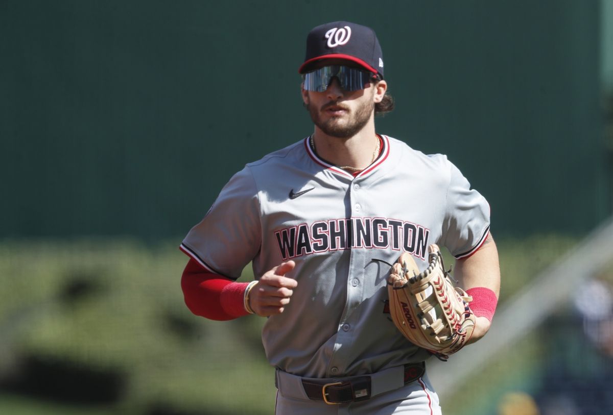 Sep 8, 2024; Pittsburgh, Pennsylvania, USA;  Washington Nationals right fielder Dylan Crews (3) jogs off the field against the Pittsburgh Pirates after the sixth inning at PNC Park. Mandatory Credit: Charles LeClaire-Imagn Images
