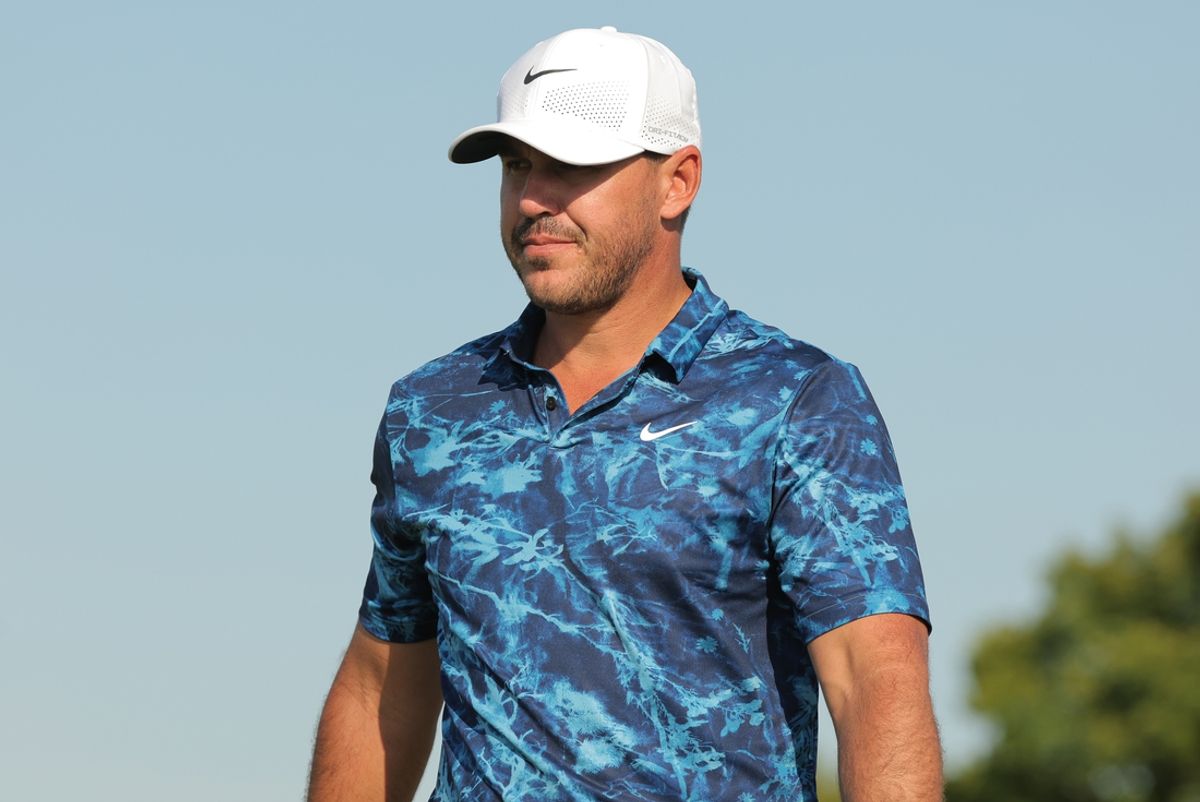 Sep 13, 2024; Bolingbrook, Illinois, USA; Brooks Koepka of the Smash GC looks on while on the first hole of the first round of the LIV Golf Chicago tournament at Bolingbrook Golf Club. Mandatory Credit: Melissa Tamez-Imagn Images