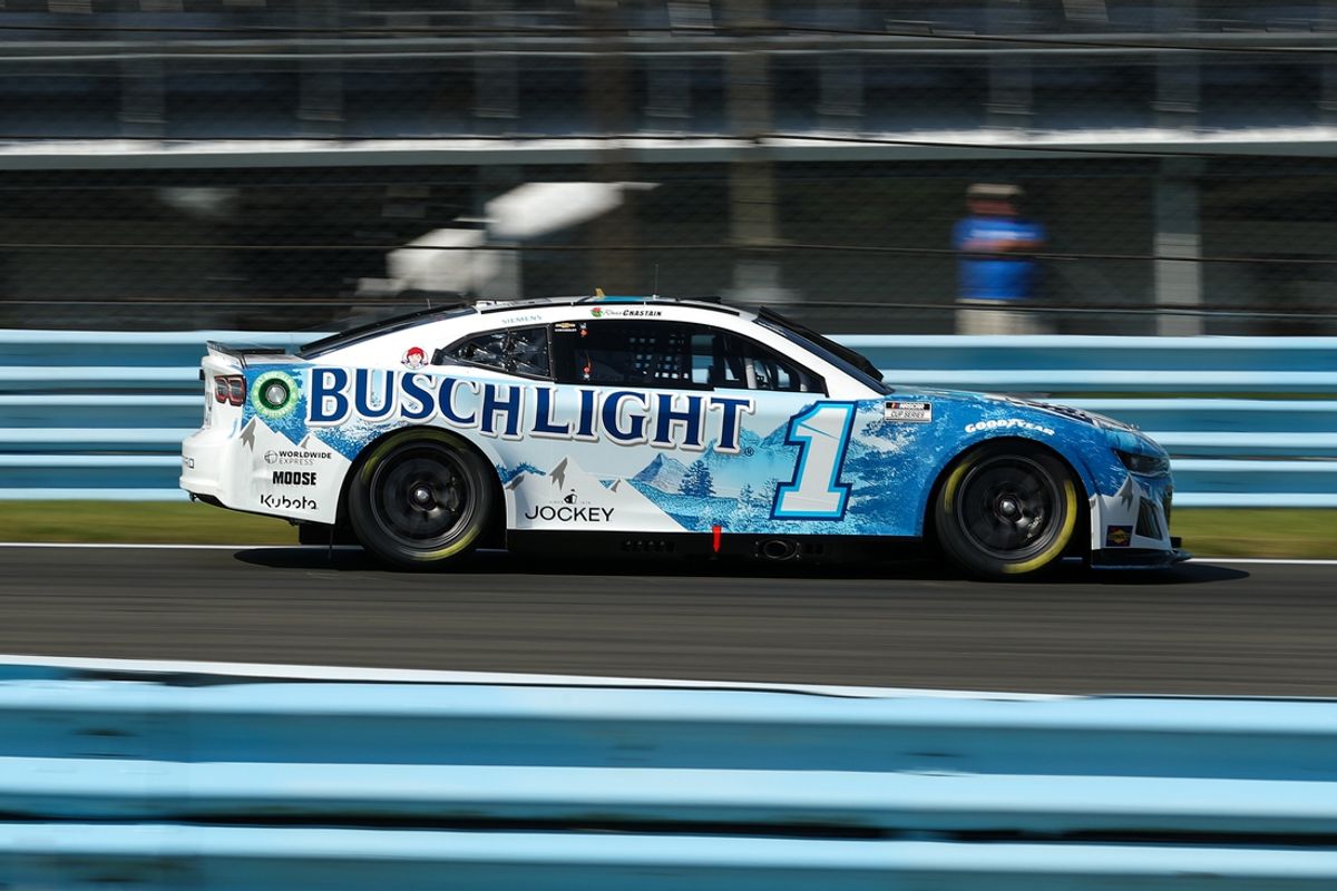 Sep 14, 2024; Watkins Glen, New York, USA; NASCAR Cup Series driver Ross Chastain (1) during practice and qualifying for the Go Bowling at The Glen at Watkins Glen International. Mandatory Credit: Matthew O'Haren-Imagn Images